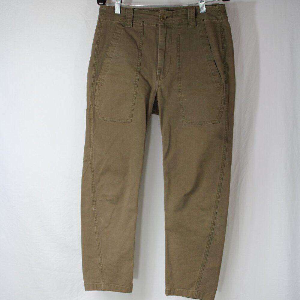 Vince Women's Size 4 Brown Cotton Canvas Utility High Rise Cropped Pants
